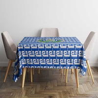 El Salvador Tribal Pattern Tablecloth with National Coat of Arms and Blue White Theme - Wonder Print Shop