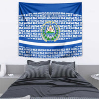 El Salvador Tribal Pattern Tapestry with National Coat of Arms and Blue White Theme - Wonder Print Shop