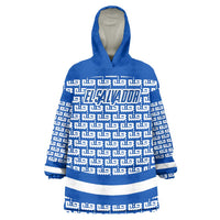 El Salvador Tribal Pattern Wearable Blanket Hoodie with National Coat of Arms and Blue White Theme - Wonder Print Shop