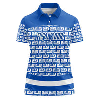 El Salvador Tribal Pattern Women Polo Shirt with National Coat of Arms and Blue White Theme - Wonder Print Shop