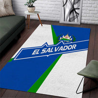 El Salvador Flag Crest Area Rug with Blue Green Stripes and Bold Letter Design - Wonder Print Shop