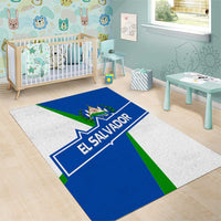 El Salvador Flag Crest Area Rug with Blue Green Stripes and Bold Letter Design - Wonder Print Shop