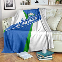 El Salvador Flag Crest Blanket with Blue Green Stripes and Bold Letter Design - Wonder Print Shop