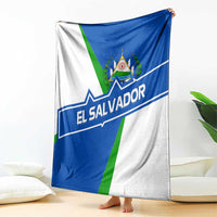 El Salvador Flag Crest Blanket with Blue Green Stripes and Bold Letter Design - Wonder Print Shop