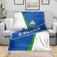 El Salvador Flag Crest Blanket with Blue Green Stripes and Bold Letter Design - Wonder Print Shop