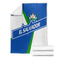 El Salvador Flag Crest Blanket with Blue Green Stripes and Bold Letter Design - Wonder Print Shop