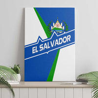 El Salvador Flag Crest Canvas Wall Art with Blue Green Stripes and Bold Letter Design - Wonder Print Shop