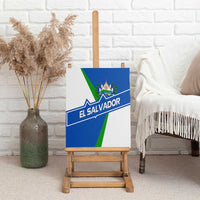 El Salvador Flag Crest Canvas Wall Art with Blue Green Stripes and Bold Letter Design - Wonder Print Shop
