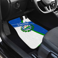 El Salvador Flag Crest Car Mats with Blue Green Stripes and Bold Letter Design - Wonder Print Shop