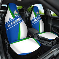 El Salvador Flag Crest Car Seat Cover with Blue Green Stripes and Bold Letter Design - Wonder Print Shop