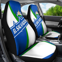 El Salvador Flag Crest Car Seat Cover with Blue Green Stripes and Bold Letter Design - Wonder Print Shop