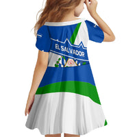 El Salvador Flag Crest Family Matching Off Shoulder Maxi Dress and Hawaiian Shirt with Blue Green Stripes and Bold Letter Design - Wonder Print Shop