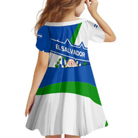 El Salvador Flag Crest Family Matching Tank Maxi Dress and Hawaiian Shirt with Blue Green Stripes and Bold Letter Design - Wonder Print Shop