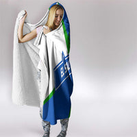 El Salvador Flag Crest Hooded Blanket with Blue Green Stripes and Bold Letter Design - Wonder Print Shop