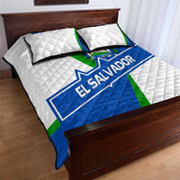 El Salvador Flag Crest Quilt Bed Set with Blue Green Stripes and Bold Letter Design - Wonder Print Shop