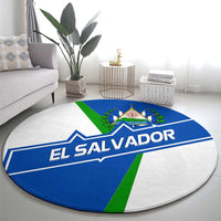 El Salvador Flag Crest Round Carpet with Blue Green Stripes and Bold Letter Design - Wonder Print Shop