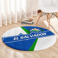 El Salvador Flag Crest Round Carpet with Blue Green Stripes and Bold Letter Design - Wonder Print Shop
