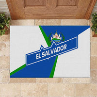 El Salvador Flag Crest Rubber Doormat with Blue Green Stripes and Bold Letter Design - Wonder Print Shop