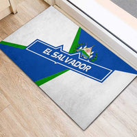 El Salvador Flag Crest Rubber Doormat with Blue Green Stripes and Bold Letter Design - Wonder Print Shop