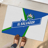 El Salvador Flag Crest Rubber Doormat with Blue Green Stripes and Bold Letter Design - Wonder Print Shop