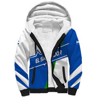 El Salvador Flag Crest Sherpa Hoodie with Blue Green Stripes and Bold Letter Design - Wonder Print Shop