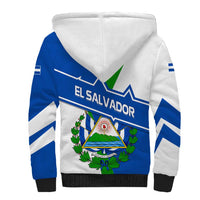 El Salvador Flag Crest Sherpa Hoodie with Blue Green Stripes and Bold Letter Design - Wonder Print Shop