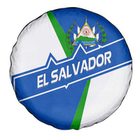 El Salvador Flag Crest Spare Tire Cover with Blue Green Stripes and Bold Letter Design - Wonder Print Shop