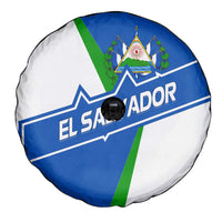 El Salvador Flag Crest Spare Tire Cover with Blue Green Stripes and Bold Letter Design - Wonder Print Shop