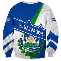 El Salvador Flag Crest Sweatshirt with Blue Green Stripes and Bold Letter Design - Wonder Print Shop