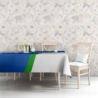 El Salvador Flag Crest Tablecloth with Blue Green Stripes and Bold Letter Design - Wonder Print Shop