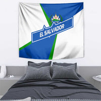 El Salvador Flag Crest Tapestry with Blue Green Stripes and Bold Letter Design - Wonder Print Shop