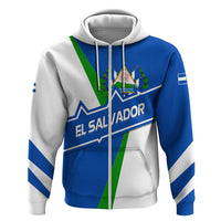 El Salvador Flag Crest Zip Hoodie with Blue Green Stripes and Bold Letter Design - Wonder Print Shop