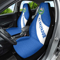 El Salvador Coat of Arms Car Seat Cover with Curved Text and Blue Patterned Background - Wonder Print Shop