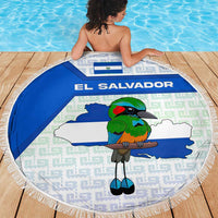 El Salvador National Symbol Beach Blanket with Torogoz Bird and Flag Map Design - Wonder Print Shop