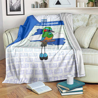 El Salvador National Symbol Blanket with Torogoz Bird and Flag Map Design - Wonder Print Shop