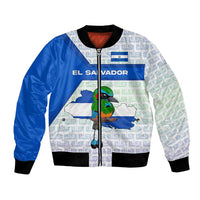 El Salvador National Symbol Bomber Jacket with Torogoz Bird and Flag Map Design - Wonder Print Shop