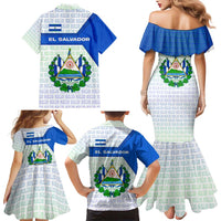 El Salvador National Symbol Family Matching Mermaid Dress and Hawaiian Shirt with Torogoz Bird and Flag Map Design - Wonder Print Shop