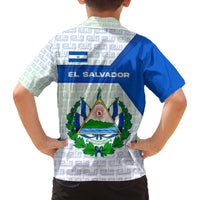 El Salvador National Symbol Family Matching Off The Shoulder Long Sleeve Dress and Hawaiian Shirt with Torogoz Bird and Flag Map Design - Wonder Print Shop