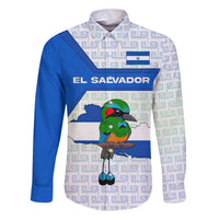 El Salvador National Symbol Family Matching Off The Shoulder Long Sleeve Dress and Hawaiian Shirt with Torogoz Bird and Flag Map Design - Wonder Print Shop