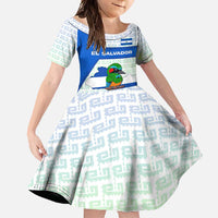 El Salvador National Symbol Family Matching Off Shoulder Maxi Dress and Hawaiian Shirt with Torogoz Bird and Flag Map Design - Wonder Print Shop