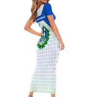 El Salvador National Symbol Family Matching Short Sleeve Bodycon Dress and Hawaiian Shirt with Torogoz Bird and Flag Map Design - Wonder Print Shop