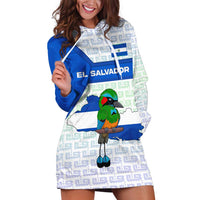 El Salvador National Symbol Hoodie Dress with Torogoz Bird and Flag Map Design - Wonder Print Shop