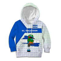 El Salvador National Symbol Kid Hoodie with Torogoz Bird and Flag Map Design - Wonder Print Shop