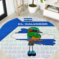 El Salvador National Symbol Round Carpet with Torogoz Bird and Flag Map Design - Wonder Print Shop