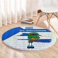 El Salvador National Symbol Round Carpet with Torogoz Bird and Flag Map Design - Wonder Print Shop