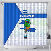 El Salvador National Symbol Shower Curtain with Torogoz Bird and Flag Map Design - Wonder Print Shop