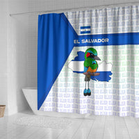 El Salvador National Symbol Shower Curtain with Torogoz Bird and Flag Map Design - Wonder Print Shop