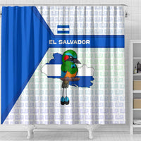 El Salvador National Symbol Shower Curtain with Torogoz Bird and Flag Map Design - Wonder Print Shop