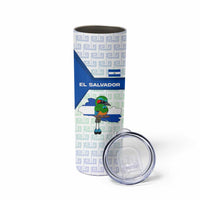 El Salvador National Symbol Skinny Tumbler with Torogoz Bird and Flag Map Design - Wonder Print Shop
