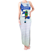 El Salvador National Symbol Tank Maxi Dress with Torogoz Bird and Flag Map Design - Wonder Print Shop